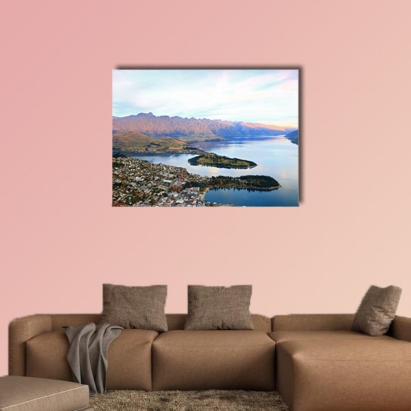 Queenstown downtown aerial view New Zealand Multi panel canvas wall art