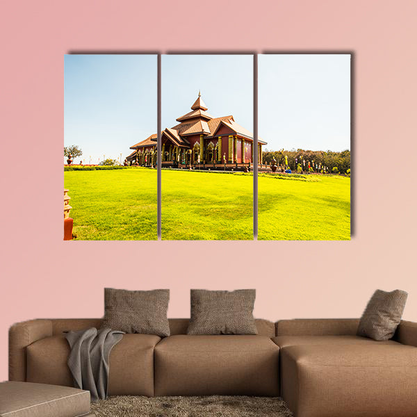 Beautiful Thai church in Prayodkhunpol Wiang Kalong temple, Thailand multi panel canvas wall art