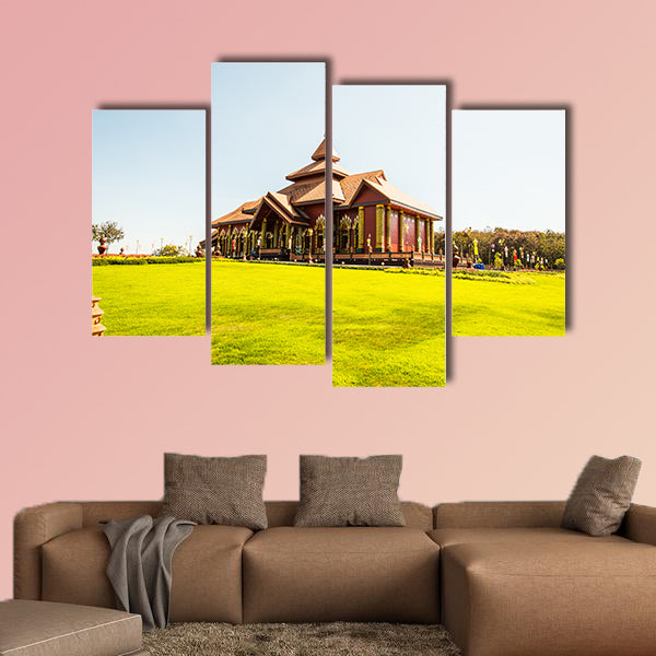 Beautiful Thai church in Prayodkhunpol Wiang Kalong temple, Thailand multi panel canvas wall art
