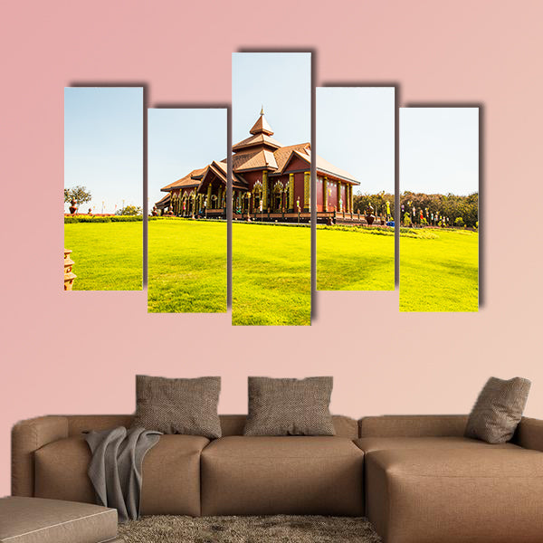 Beautiful Thai church in Prayodkhunpol Wiang Kalong temple, Thailand multi panel canvas wall art