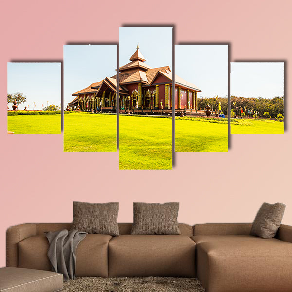 Beautiful Thai church in Prayodkhunpol Wiang Kalong temple, Thailand multi panel canvas wall art