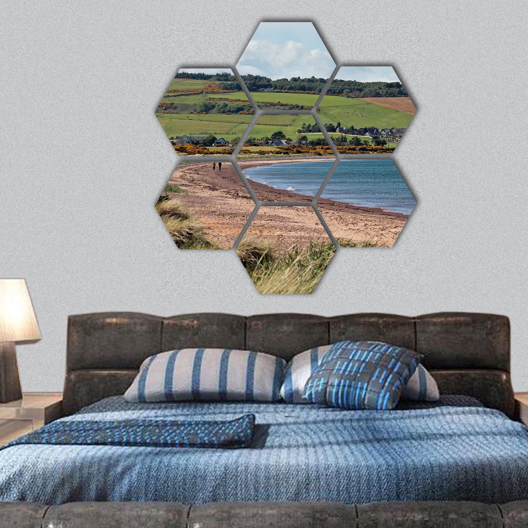Rosemarkie Bay hexagonal canvas wall art