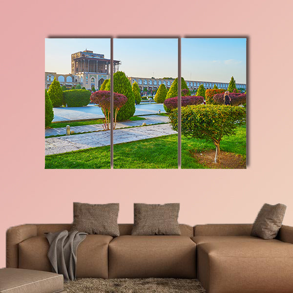 The medieval Qapu palace in Naqsh-e Jahan Isfahan multi panel canvas wall art