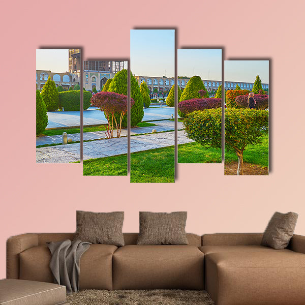 The medieval Qapu palace in Naqsh-e Jahan Isfahan multi panel canvas wall art