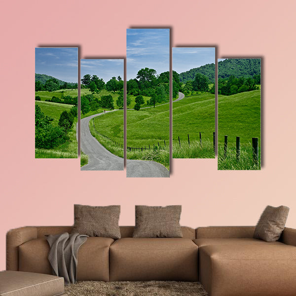 A less-traveled road winds through the foothills multi panel canvas wall art