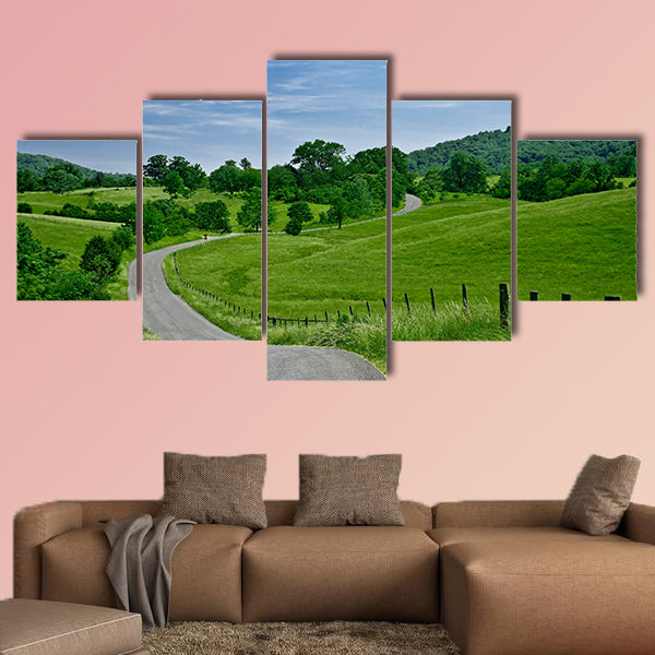 A less-traveled road winds through the foothills of the Blue wall art