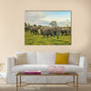 African elephants with baby on the masai mara kenya Africa Multi Panel Canvas Wall art