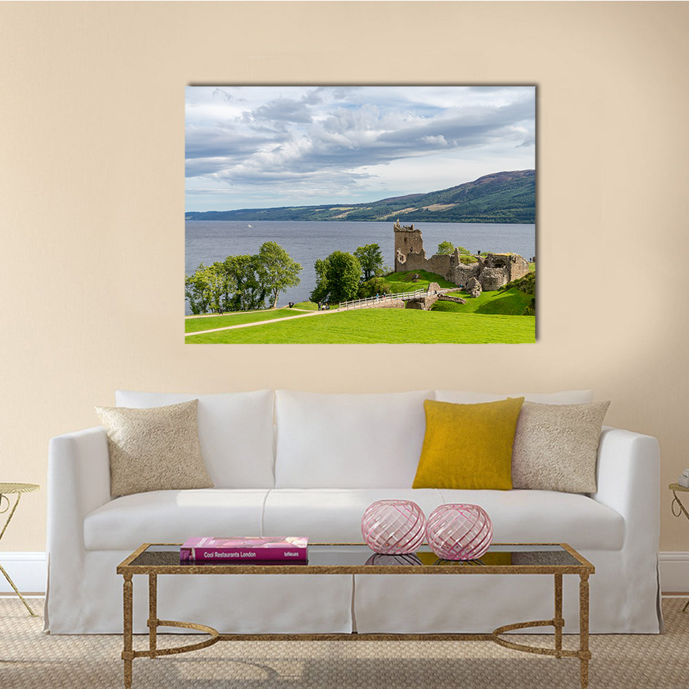 Glen Urquhart Castle, which stands prominently beside Loch Ness multi panel canvas wall art