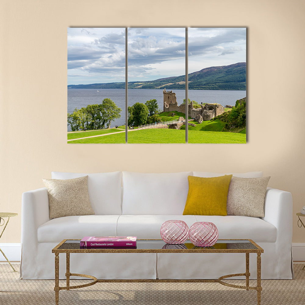 Glen Urquhart Castle, which stands prominently beside Loch Ness multi panel canvas wall art