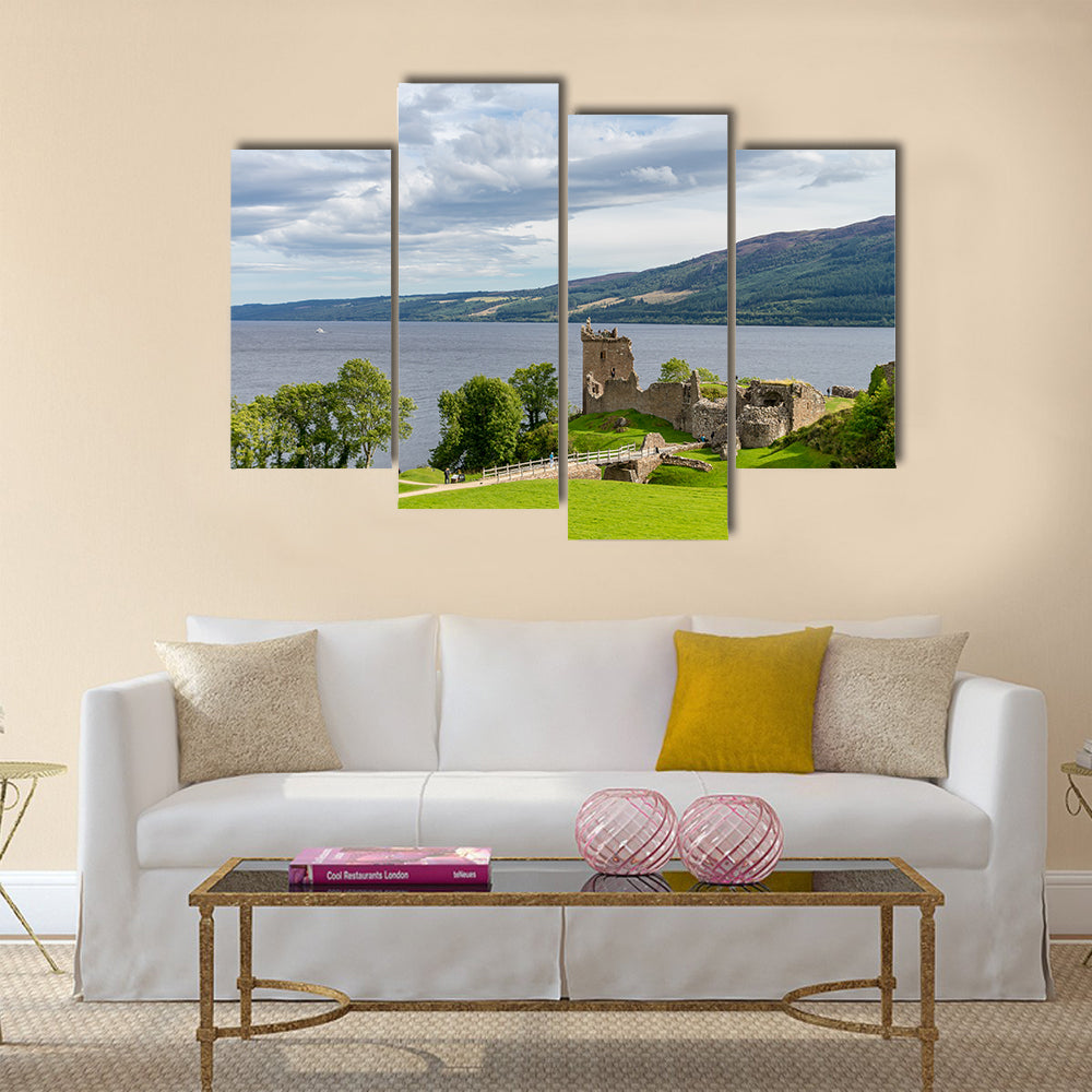 Glen Urquhart Castle, which stands prominently beside Loch Ness multi panel canvas wall art