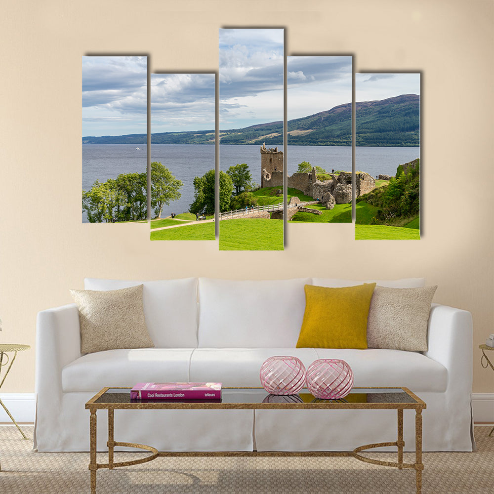 Glen Urquhart Castle, which stands prominently beside Loch Ness multi panel canvas wall art