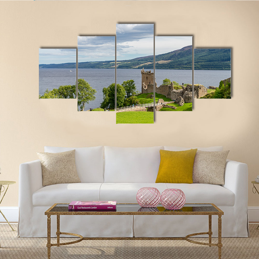 Glen Urquhart Castle, which stands prominently beside Loch Ness multi panel canvas wall art