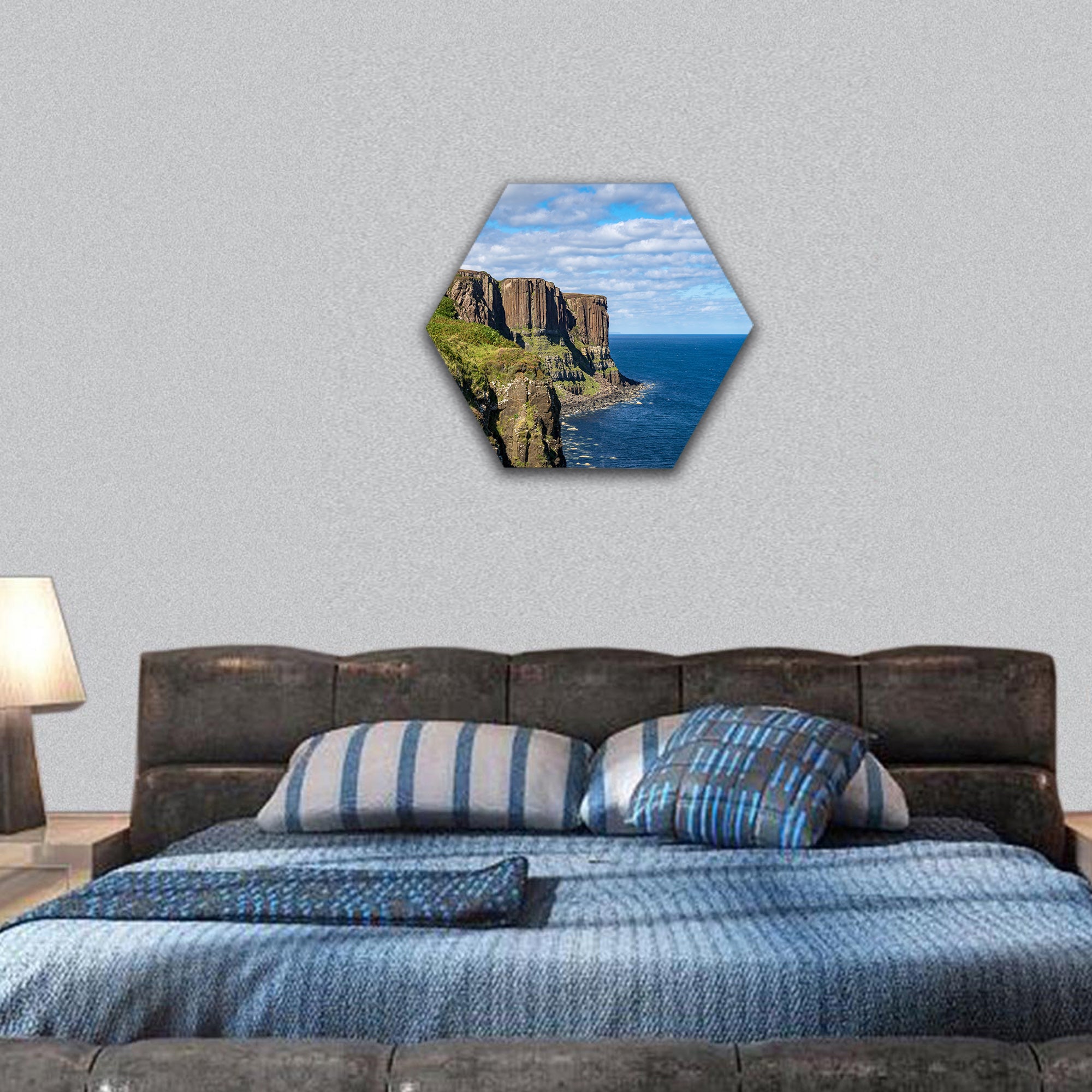 Kilt Rock and Mealt Falls, Scotland hexagonal canvas wall art