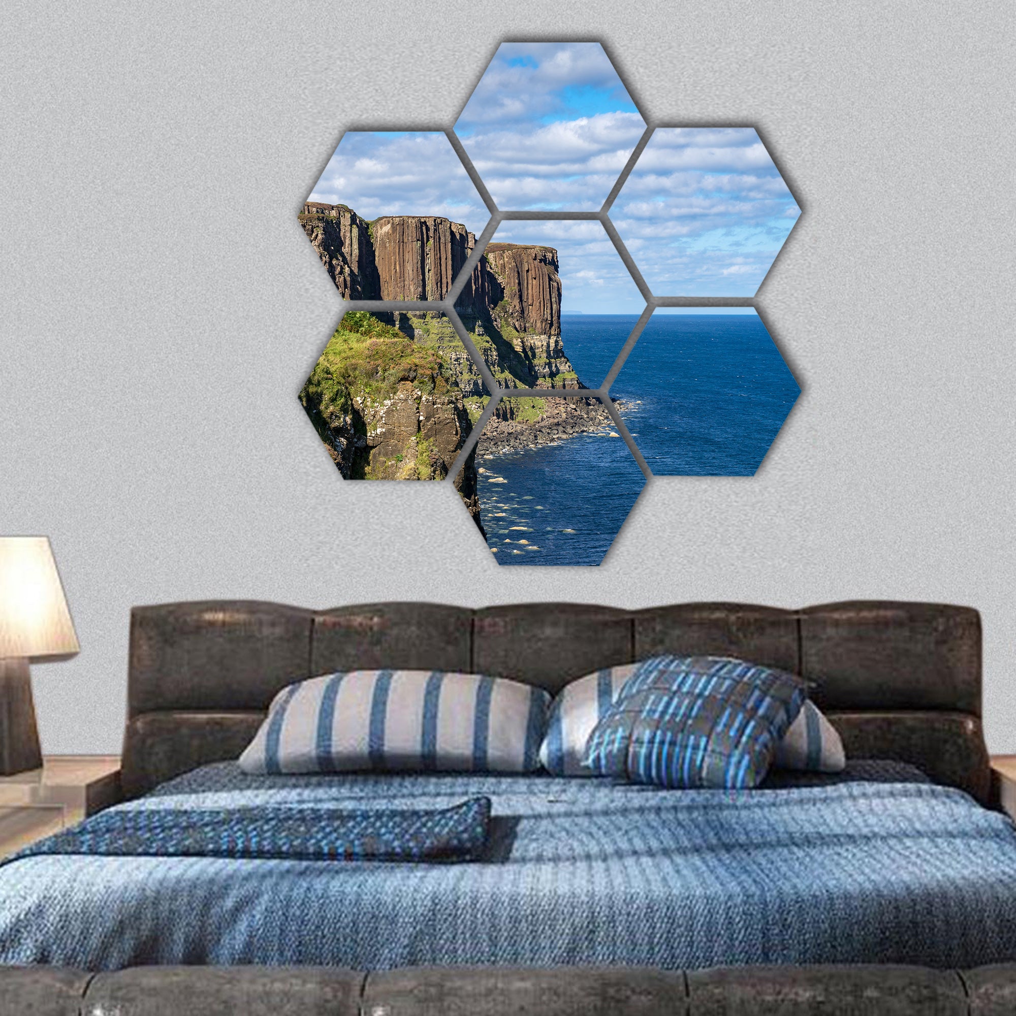 Kilt Rock and Mealt Falls, Scotland hexagonal canvas wall art