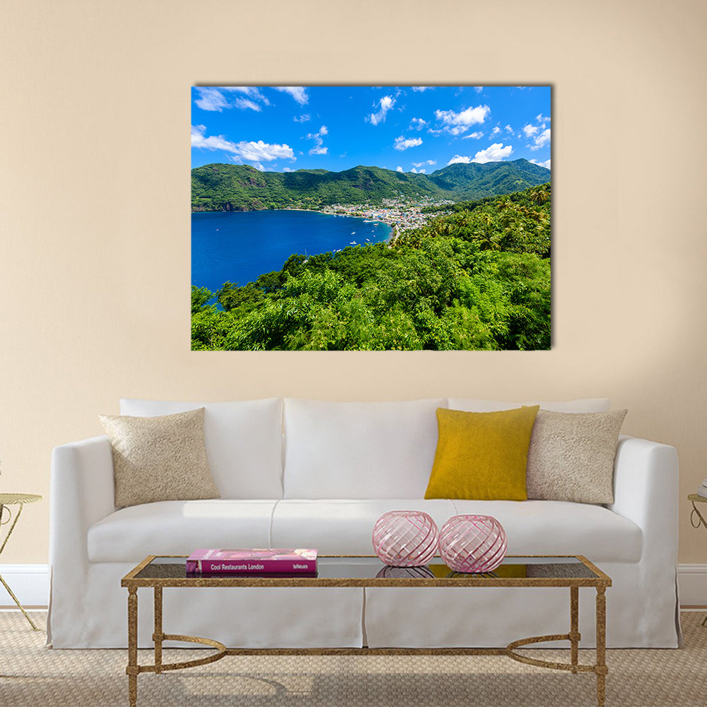 Soufriere Village - tropical coast on the Caribbean island of St. Lucia Multi Panel Canvas Wall Art
