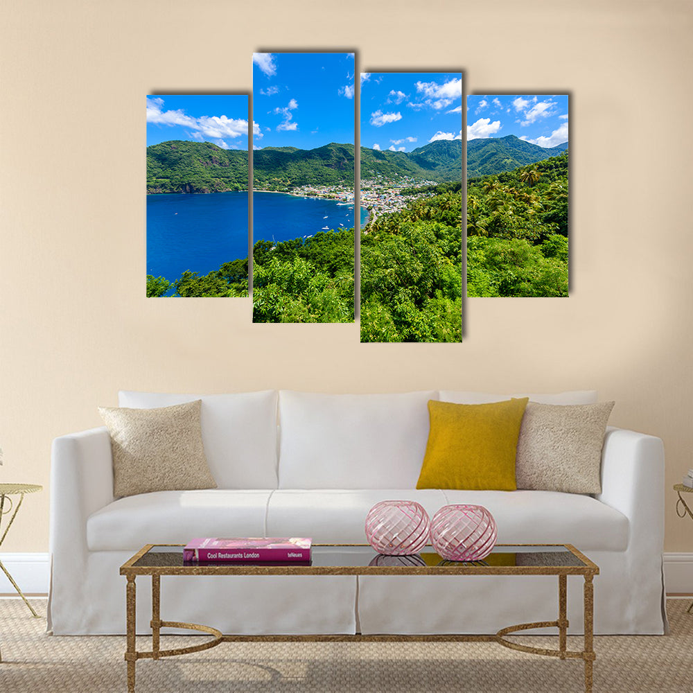Soufriere Village - tropical coast on the Caribbean island of St. Lucia Multi Panel Canvas Wall Art