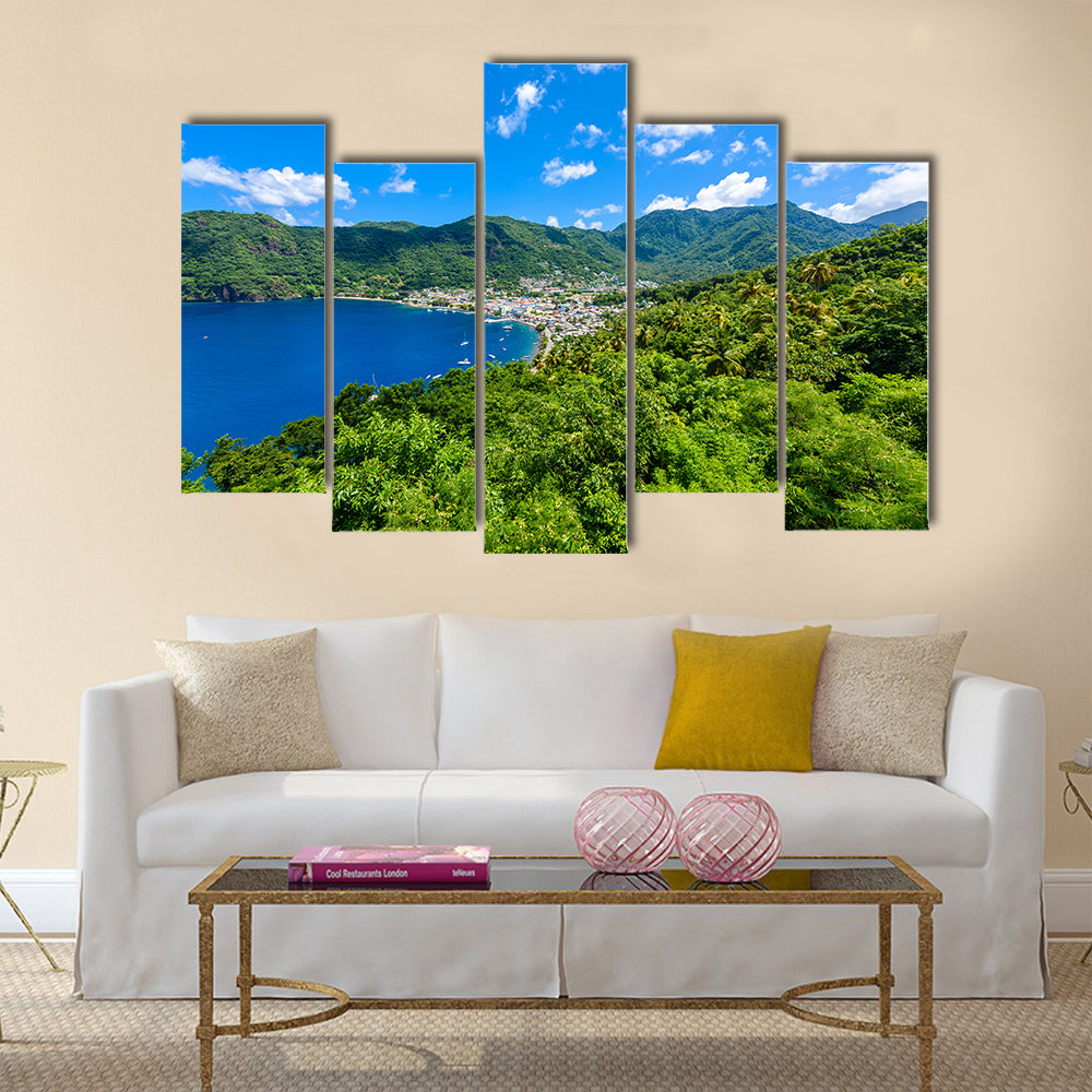 Soufriere Village - tropical coast on the Caribbean island of St. Lucia Multi Panel Canvas Wall Art