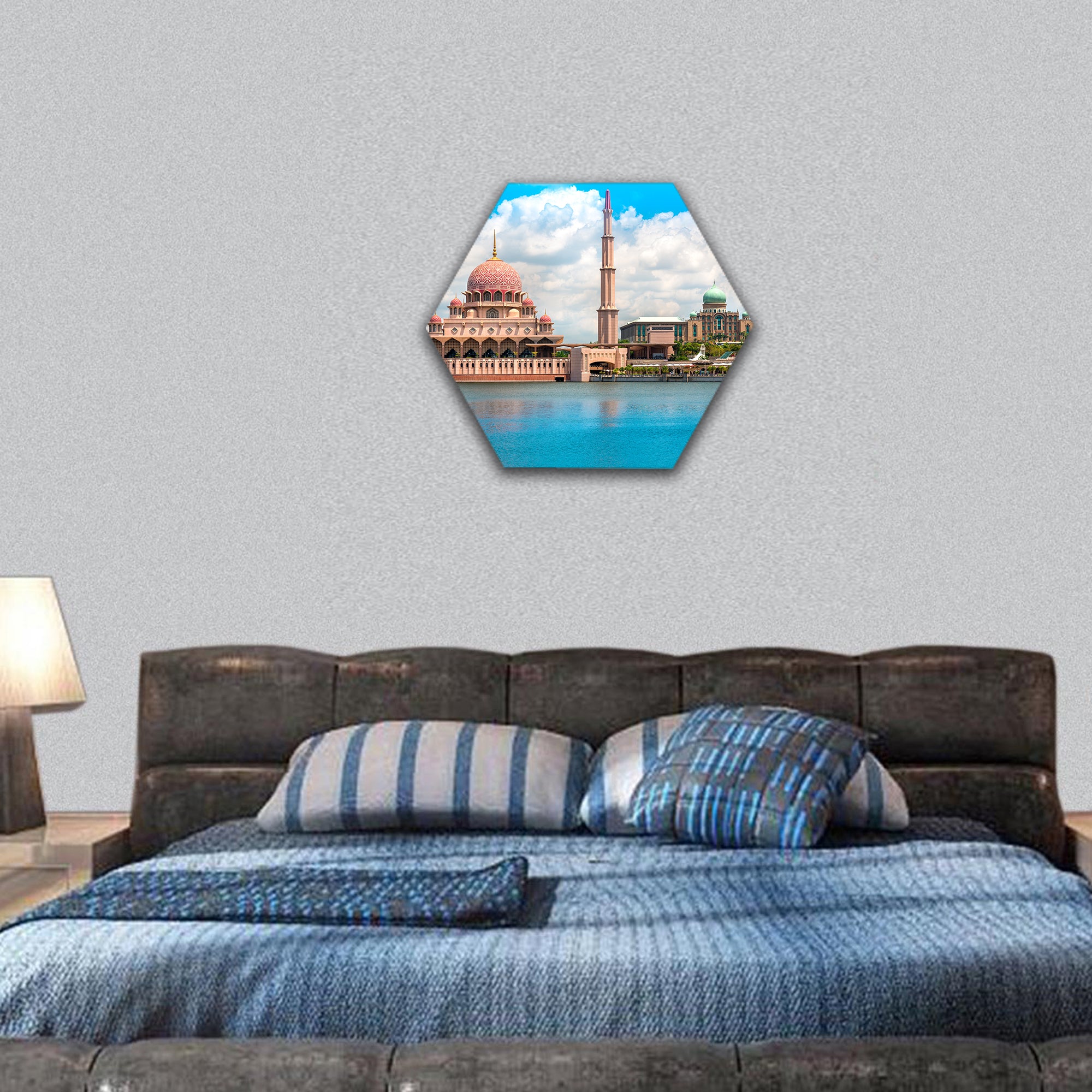 Putra Mosque, in Putrajaya federal territory, Kuala Lumpur hexagonal canvas wall art