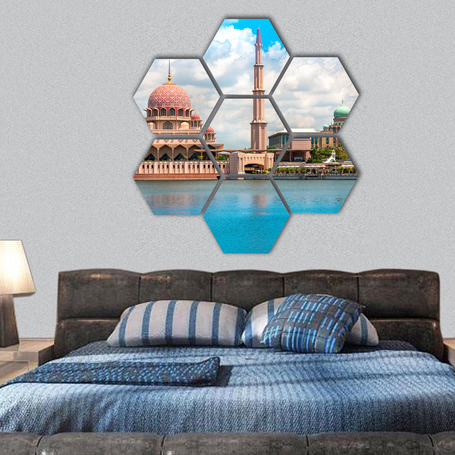 Putra Mosque, in Putrajaya federal territory, Kuala Lumpur hexagonal canvas wall art