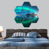 Northern lights in Lofoten islands, Norway hexagonal canvas wall art