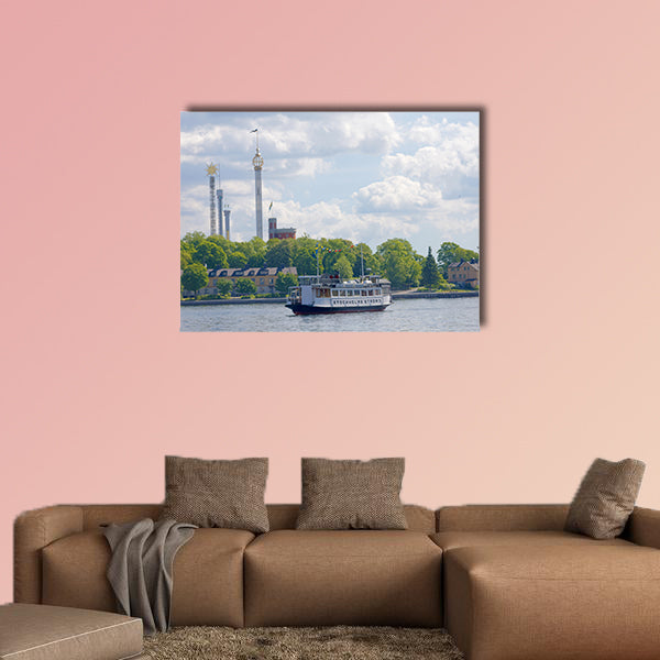 Steamboat with passengers, amusement park Grona lund in wall art