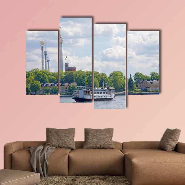 Steamboat with passengers, amusement park Grona lund in wall art