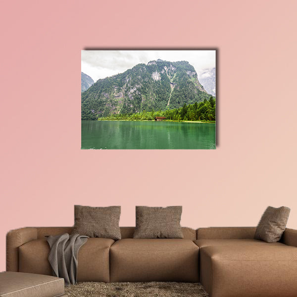 Wooden house in the mountains in Konigssee Lake, Bavaria, Alps, wall art