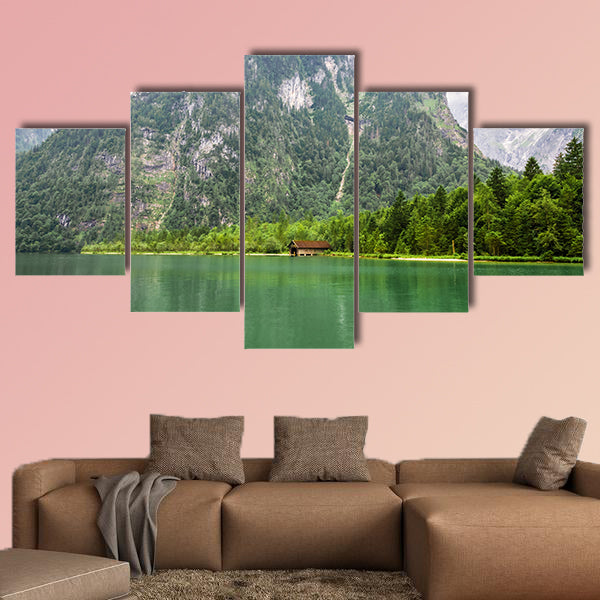 Wooden house in the mountains in Konigssee Lake, Bavaria, Alps, wall art