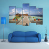 The Print Of Vilamendhoo Island At The Water Bungalows Side, Maldives Multi Panel Canvas Wall Art