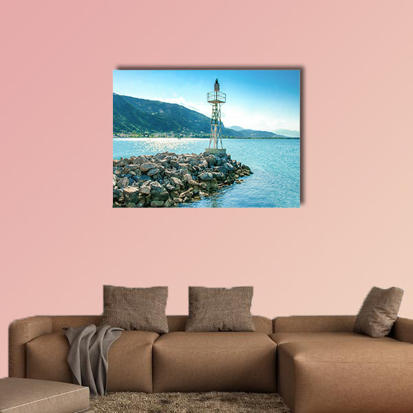 Lighthouse on rocks, Kamena Vourla, Greece multi panel canvas wall art