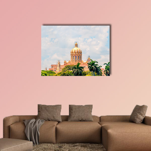 Yellow dome of an ancient historic building multi panel canvas wall art