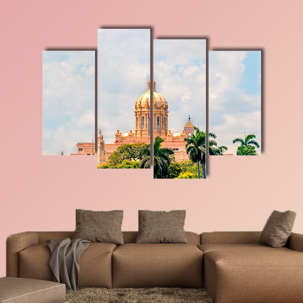 Yellow dome of an ancient historic building multi panel canvas wall art