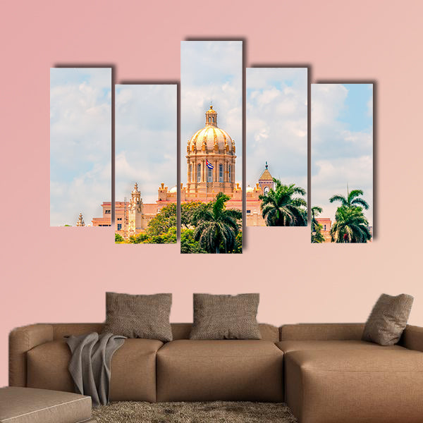 Yellow dome of an ancient historic building multi panel canvas wall art