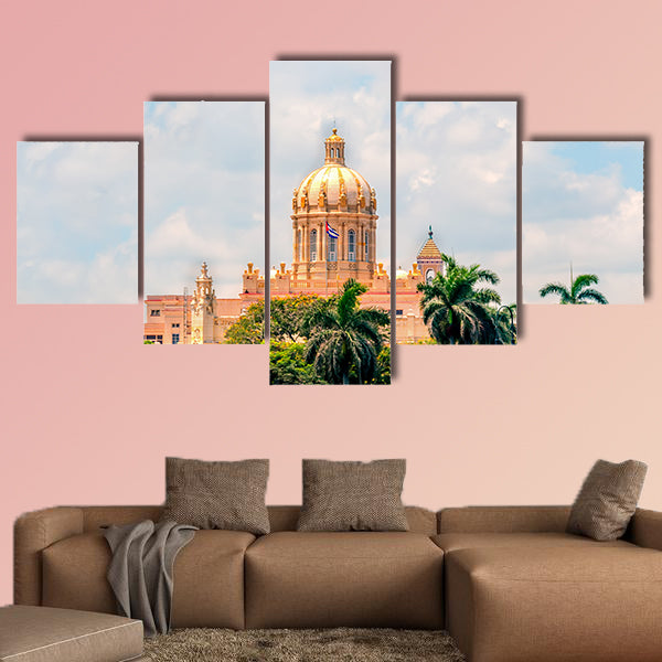 Yellow dome of an ancient historic building multi panel canvas wall art