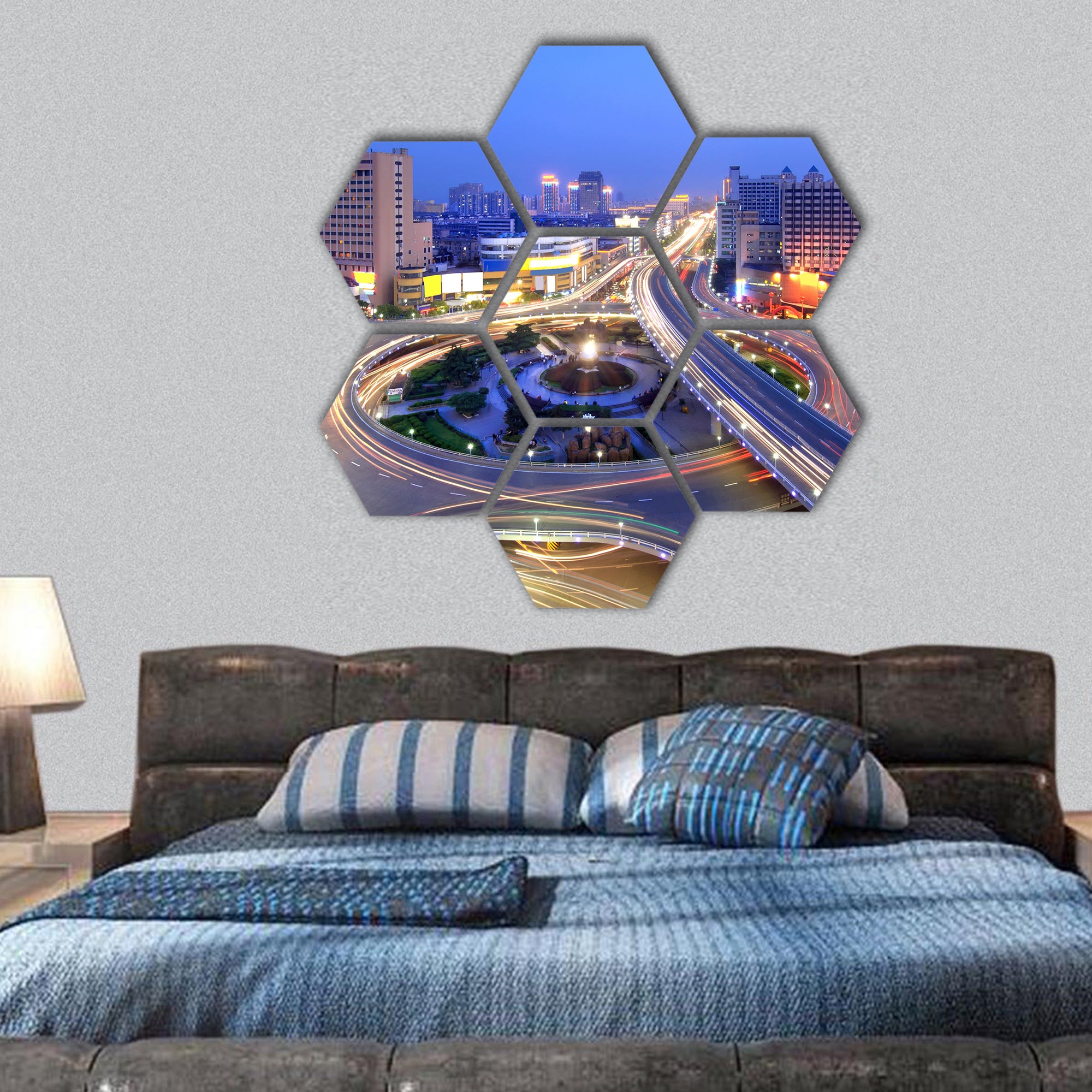 City Scape of the nanchang china hexagonal canvas wall art