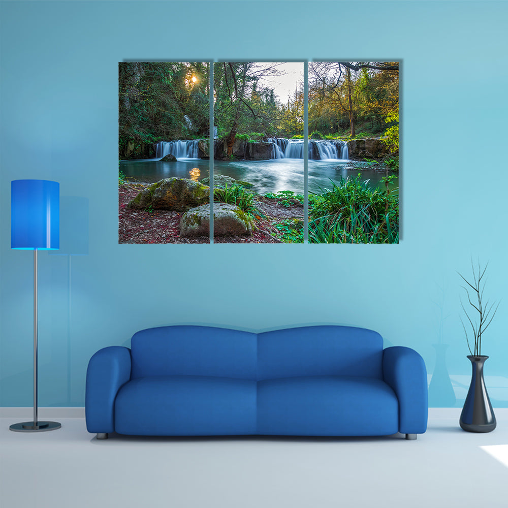 Waterfalls of Monte Gelato in the Regional Park of Valle del Treja multi panel canvas wall art
