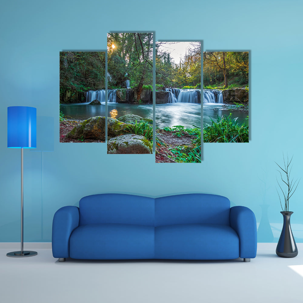 Waterfalls of Monte Gelato in the Regional Park of Valle del Treja multi panel canvas wall art
