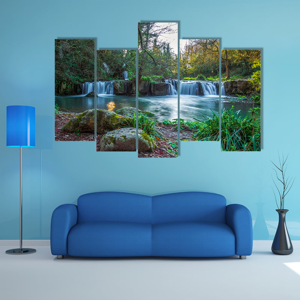 Waterfalls of Monte Gelato in the Regional Park of Valle del Treja multi panel canvas wall art