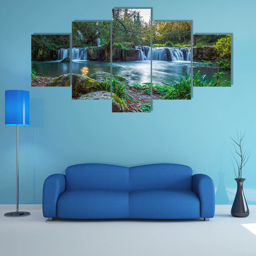 Waterfalls of Monte Gelato in the Regional Park of Valle del Treja multi panel canvas wall art
