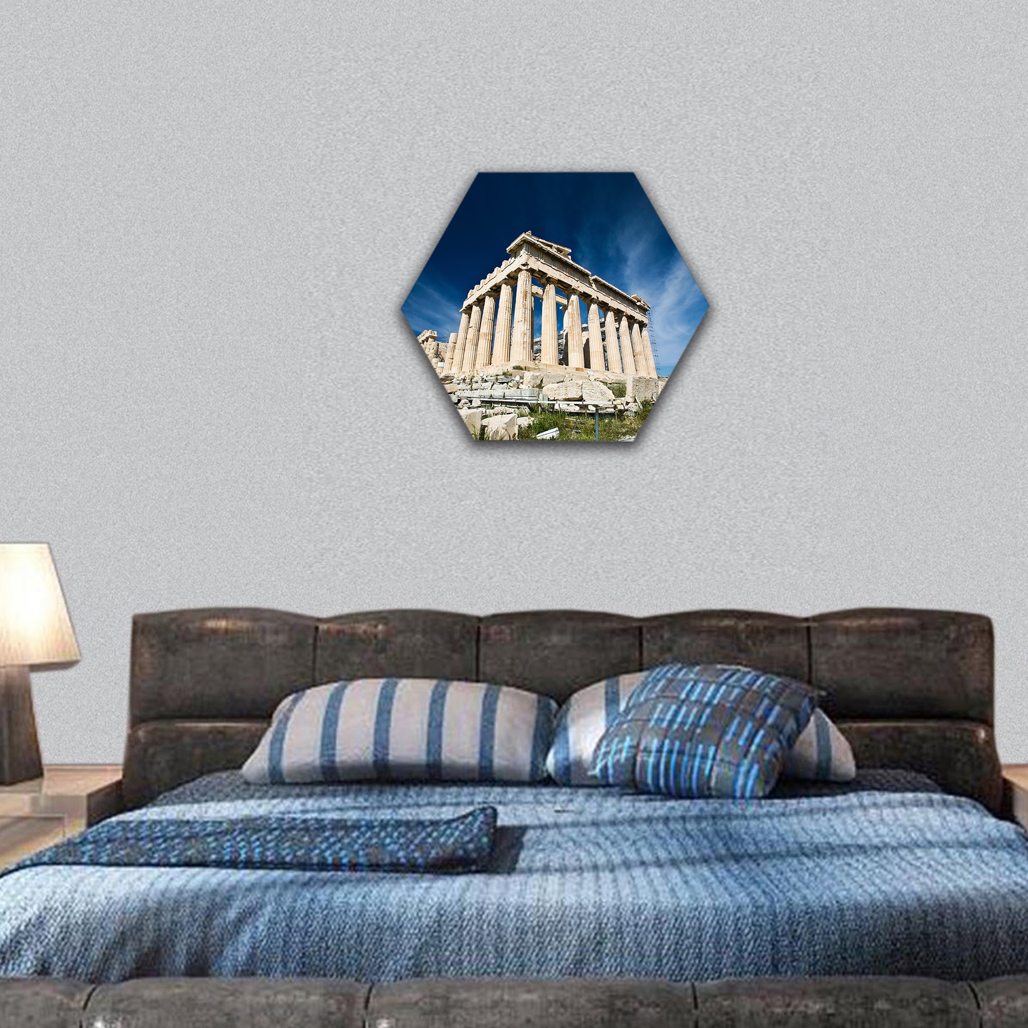 Acropolis in Greece hexagonal canvas wall art