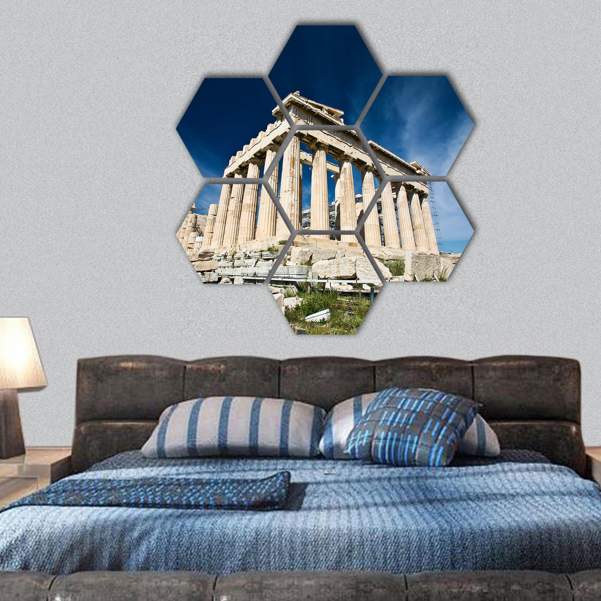 Acropolis in Greece hexagonal canvas wall art