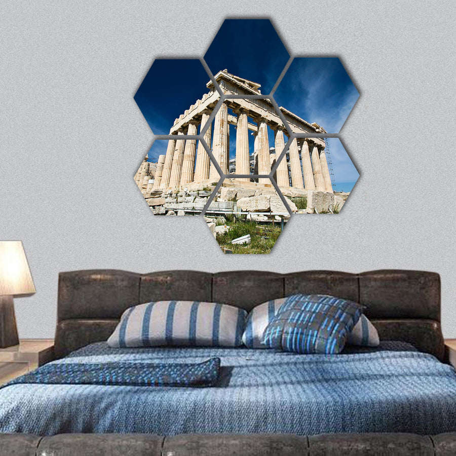 Acropolis in Greece hexagonal canvas wall art