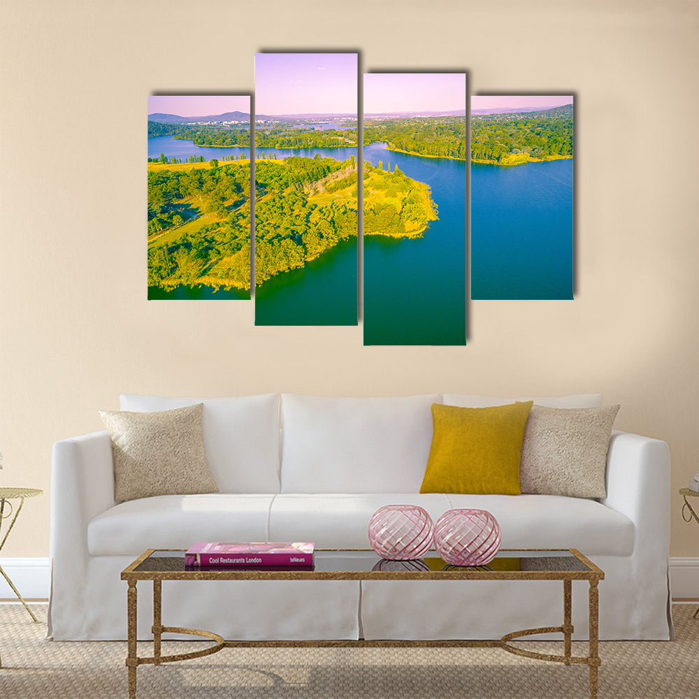 Aerial view of Lake Burley Griffin, Canberra, Australia multi panel canvas wall art