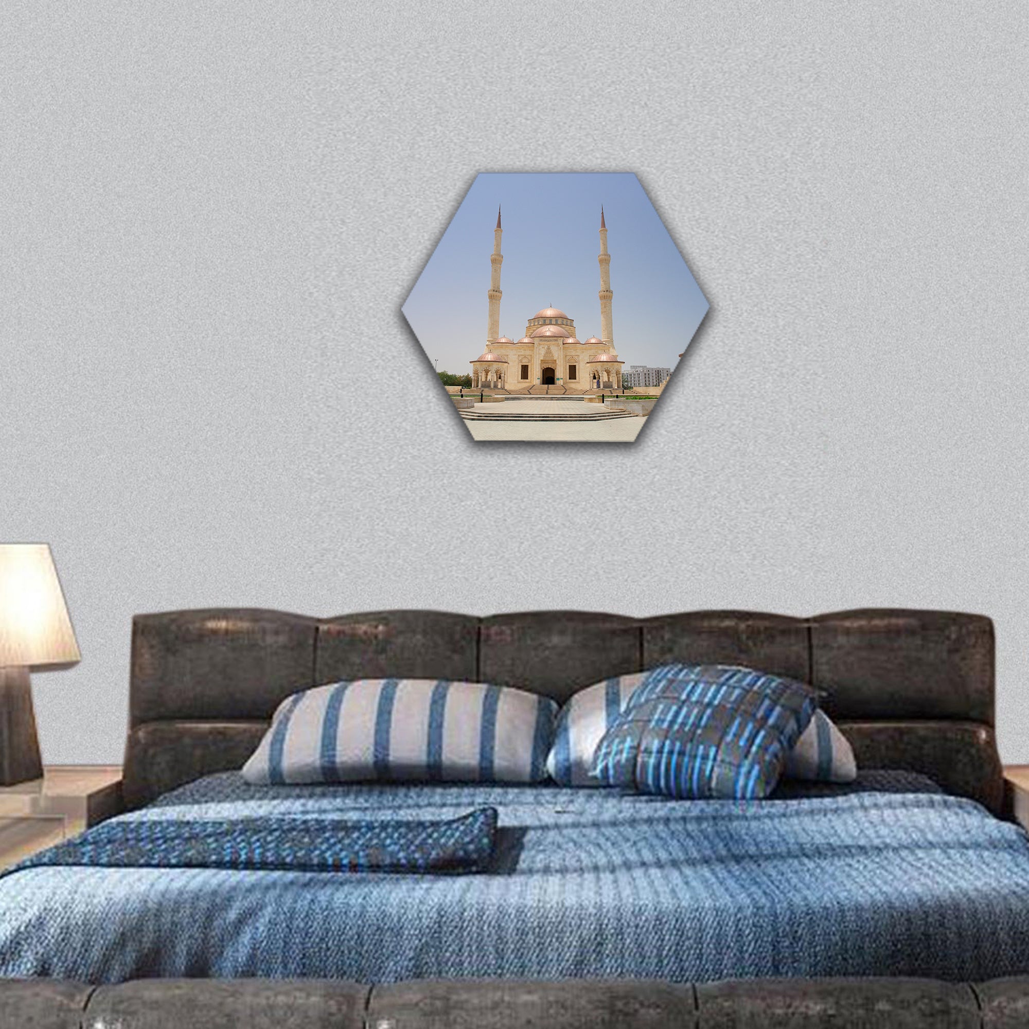 Muscat - Oman, Sultan Taymoor Grand Mosque hexagonal canvas wall art