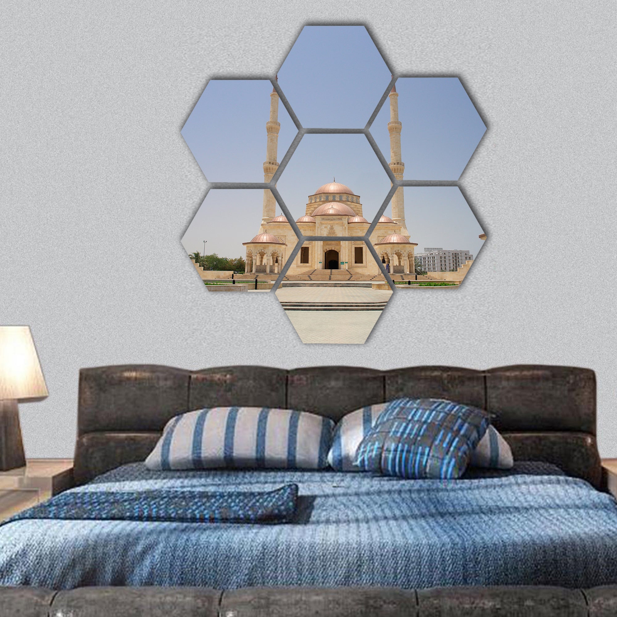 Muscat - Oman, Sultan Taymoor Grand Mosque hexagonal canvas wall art