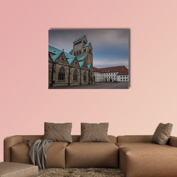 The Hildesheim Cathedral against sky, Germany multi panel canvas wall art