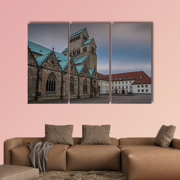 The Hildesheim Cathedral against sky, Germany multi panel canvas wall art