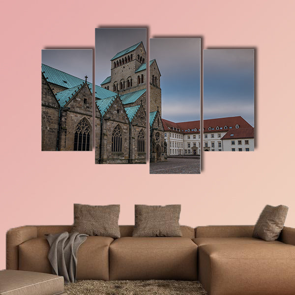 The Hildesheim Cathedral against sky, Germany multi panel canvas wall art