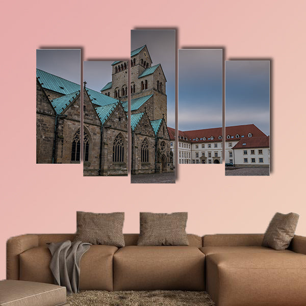 The Hildesheim Cathedral against sky, Germany multi panel canvas wall art
