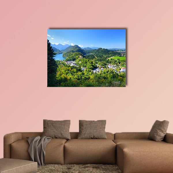 Famous Hohenschwangau Castle on a rugged hill multi panel canvas wall art